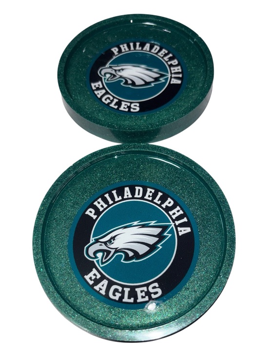 NORE’S NOVELTIES HANDCRAFTED DESIGNS Other - NORE’S NOVELTIES Set of 2 Handcrafted Sports Team Beverage Coasters “PHILEAGLES”